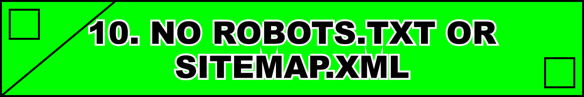 10. No Robots.txt or Sitemap.xml