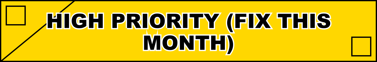High Priority (Fix This Month)